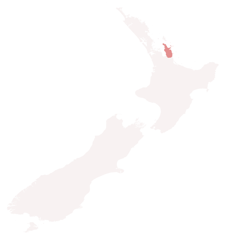 Karte von Neuseeland mit eingefärbter Coromandel Halbinsel